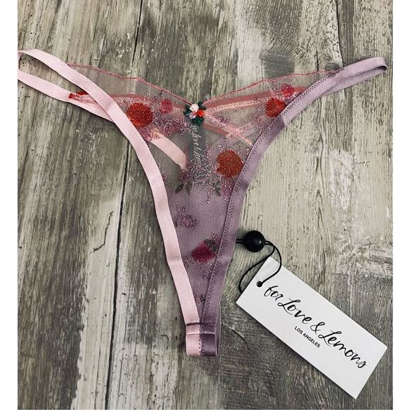 For Love & Lemons Rose Bloom Thong Panty Sz XXS - Picture 1 of 8